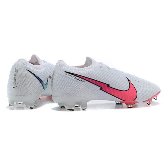 Nike Mercurial Vapor VII 13 Elite FG White Pink Blue Green Low-top For Men Soccer Cleats 