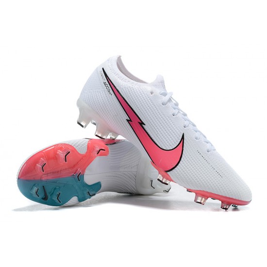 Nike Mercurial Vapor VII 13 Elite FG White Pink Blue Green Low-top For Men Soccer Cleats 