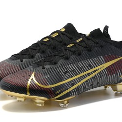 Nike Mercurial Vapor XIV Elite FG Low-top Black Gold Men Soccer Cleats 