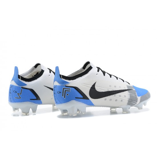 Nike Mercurial Vapor XIV Elite FG Low-top White Blue Men Soccer Cleats 