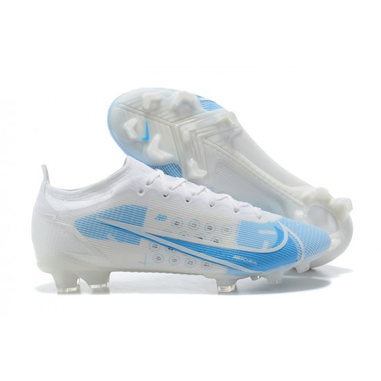 Nike Mercurial Vapor XIV Elite FG Low-top White Light Blue Men Soccer Cleats 