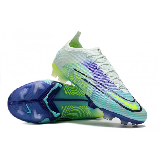 Nike Mercurial Vapor XIV Elite FG Low-top White Turqoise Women And Men Soccer Cleats 