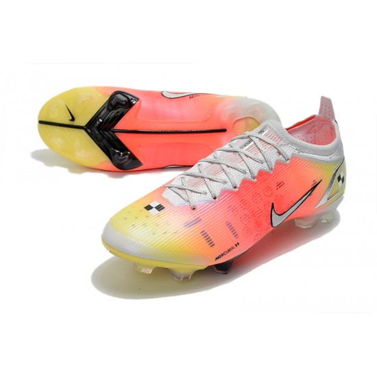 Nike Mercurial Vapor XIV Elite FG Low-top White Yellow Pink Woemn And Men Soccer Cleats 