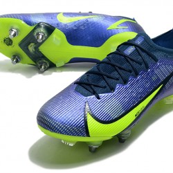 Nike Mercurial Vapor XIV Elite SG PRO Anti Clog Low-top Deep Blue Yellow Men Soccer Cleats