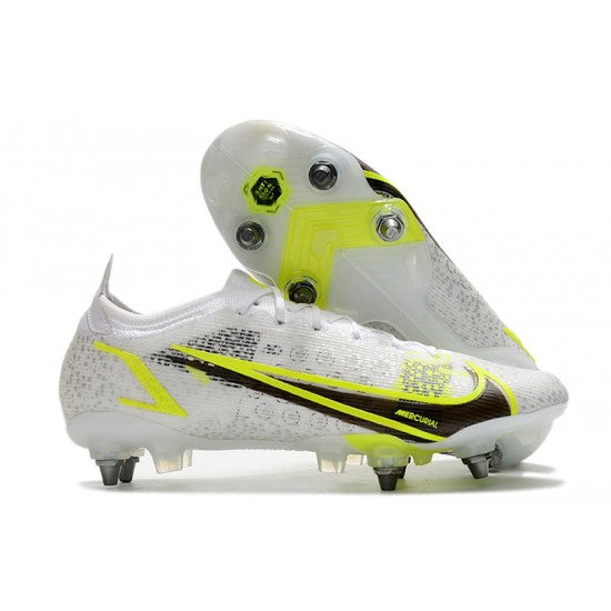 Buy the latest Nike Mercurial Vapor XIV Elite SG PRO Anti Clog Low-top White Yellow Men Soccer Cleats On Sale