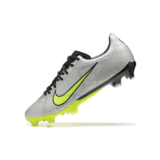 Nike Mercurial Vapor XV FG Silver Green Black For Men Low-top Soccer Cleats 