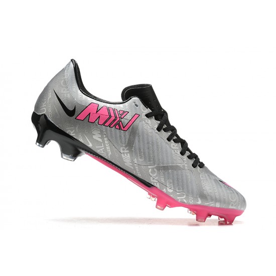 Nike Mercurial Vapor XV FG Silver Pink Black For Men Low-top Soccer Cleats 