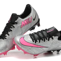 Nike Mercurial Vapor XV FG Silver Pink Black For Men Low-top Soccer Cleats 