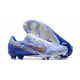 Nike Mercurial Vapor XV FG White Gold Blue For Men Low-top Soccer Cleats 