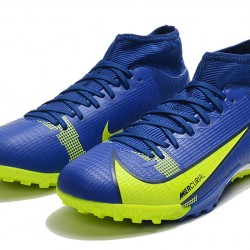 Nike Superfly 8 Academy TF Low-top Dark Blue Yellow Men Soccer Cleats 