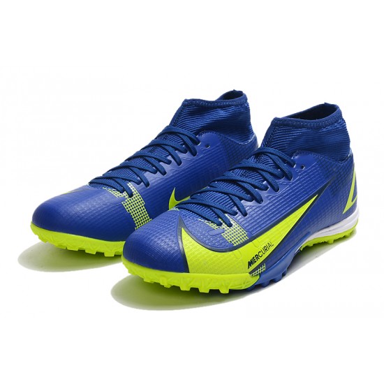 Nike Superfly 8 Academy TF Low-top Dark Blue Yellow Men Soccer Cleats 