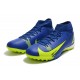 Nike Superfly 8 Academy TF Low-top Dark Blue Yellow Men Soccer Cleats 