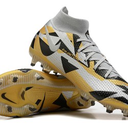 Nike Phantom GT Elite Dynamic Fit FG High-top Sliver Gold Men Soccer Cleats 