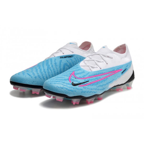 Nike Phantom GX Elite FG Blue White Women And Men Low Soccer Cleats 