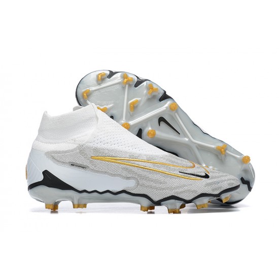 Buy Nike Phantom GX Elite FG White Glod Women And Men Soccer Cleats On Sale