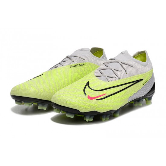 The Best Selling Line Nike Phantom GX Elite FG Yellow Grey White Women And Men Low Soccer Cleats Online