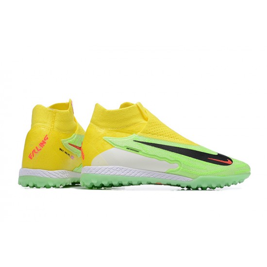 Discover Nike Phantom GX Elite TF High-top Green Yellow Women And Men Soccer Cleats Online