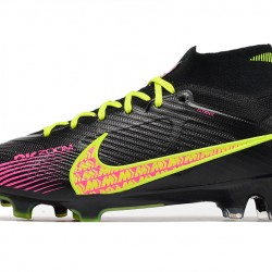 Nike Air Zoom Mercurial Superfly IX Elite High FG Black Yellow Pink Soccer Cleats