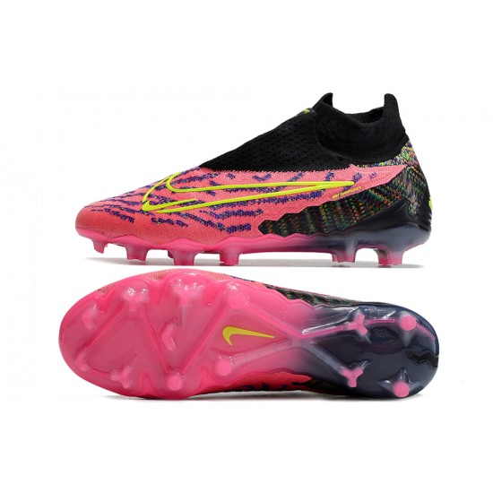 Shop Now Nike Phantom GX Elite DF Link FG Yellow Black Peach High Soccer Cleats For Sale