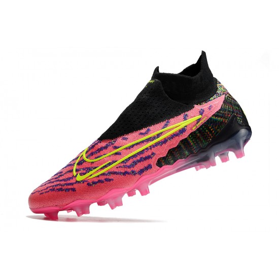 Shop Now Nike Phantom GX Elite DF Link FG Yellow Black Peach High Soccer Cleats For Sale