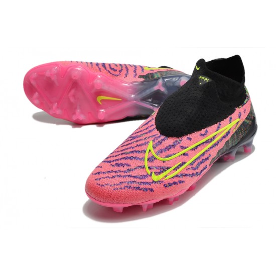 Shop Now Nike Phantom GX Elite DF Link FG Yellow Black Peach High Soccer Cleats For Sale