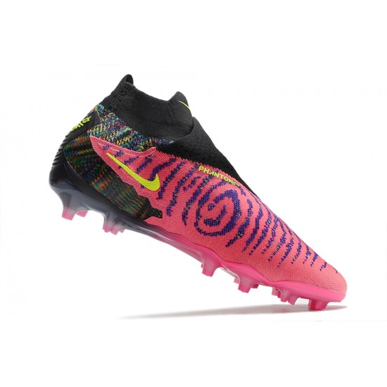 Shop Now Nike Phantom GX Elite DF Link FG Yellow Black Peach High Soccer Cleats For Sale