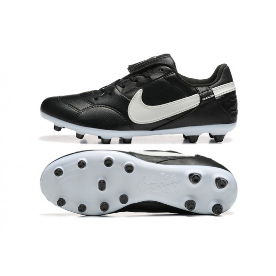 Top Quality Nike The Premier III FG Black and White Mens Soccer Cleats Sale