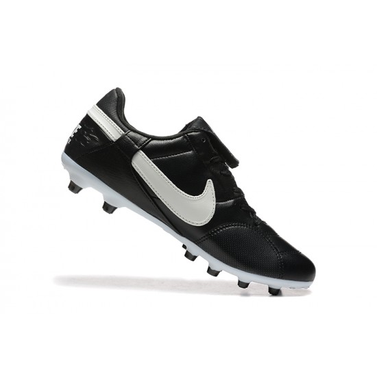 Top Quality Nike The Premier III FG Black and White Mens Soccer Cleats Sale