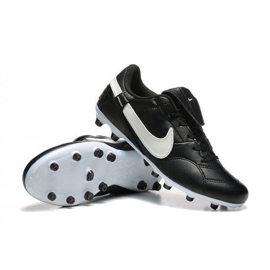 Top Quality Nike The Premier III FG Black and White Mens Soccer Cleats Sale