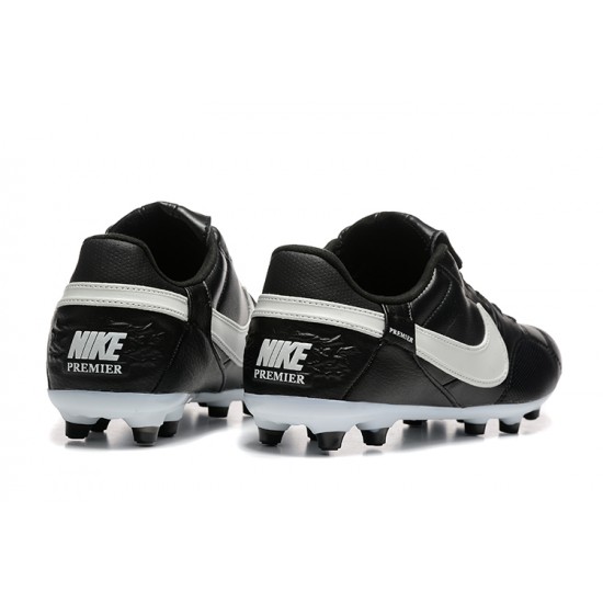 Top Quality Nike The Premier III FG Black and White Mens Soccer Cleats Sale