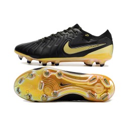 Nike Tiempo Legend 10 Elite FG Black Yellow Men's Soccer Cleats