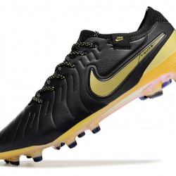 Nike Tiempo Legend 10 Elite FG Black Yellow Men's Soccer Cleats