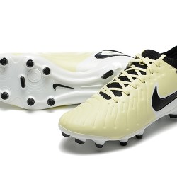 Nike Tiempo Legend 10 Elite FG Low-Top Beige White Black Men Soccer Cleats 