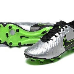 Nike Tiempo Legend 10 Elite FG Low-Top Sliver Green Black Men Soccer Cleats 