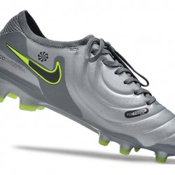 Nike Tiempo Legend 10 Elite FG Silver Green Black Green Low Soccer Cleats