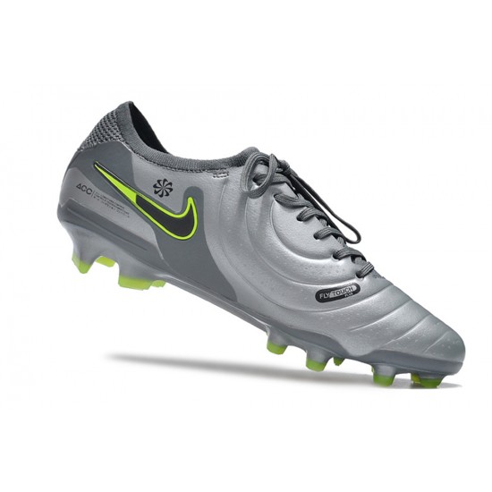 High Quality Nike Tiempo Legend 10 Elite FG Silver Green Black Green Low Soccer Cleats Online