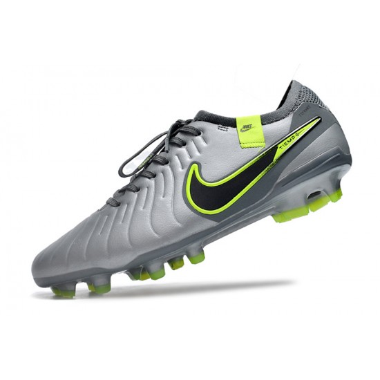 High Quality Nike Tiempo Legend 10 Elite FG Silver Green Black Green Low Soccer Cleats Online