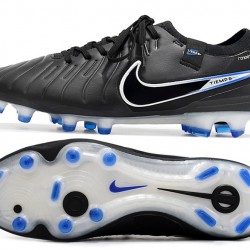 Nike Tiempo Legend 10 Elite FG White Blue Black Low Soccer Cleats