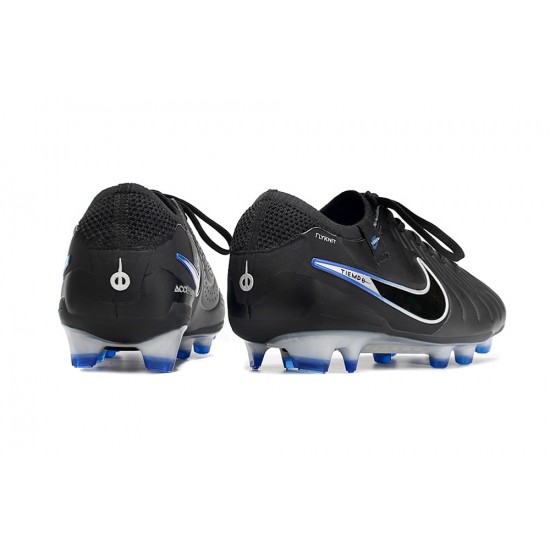 Nike Tiempo Legend 10 Elite FG White Blue Black Low Soccer Cleats