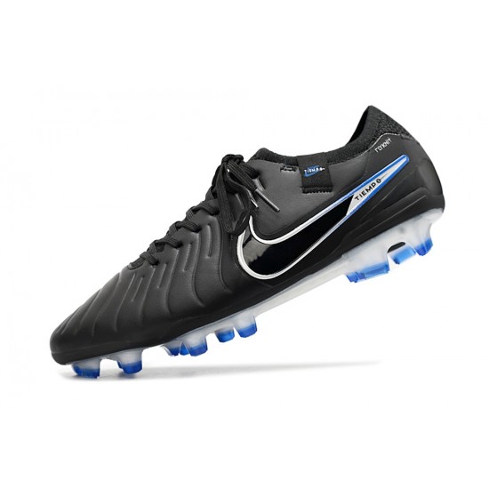 Nike Tiempo Legend 10 Elite FG White Blue Black Low Soccer Cleats