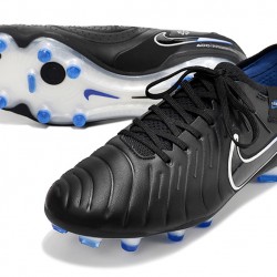 Nike Tiempo Legend 10 Elite FG White Blue Black Low Soccer Cleats