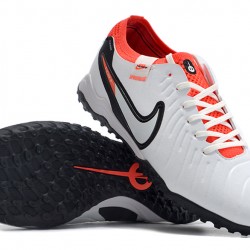 Nike Tiempo Legend 10 Elite TF Low-Top White Red Black Men Soccer Cleats 