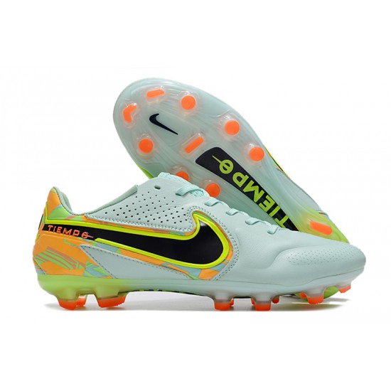 Salable Goods Nike Tiempo Legend 9 Elite FG Low-Top Turqoise Yellow Orange Men Soccer Cleats On Sale