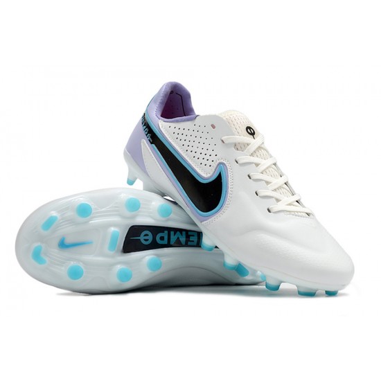 Popular Goods Nike Tiempo Legend 9 Elite FG Low-Top White Purple Blue Men Soccer Cleats Online