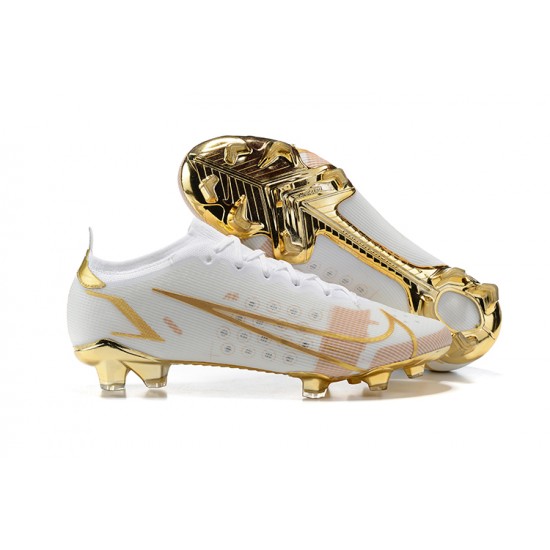 Nike Mercurial Vapor XIV Elite FG White Gold Low-top For Men Soccer Cleats 