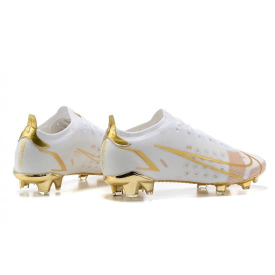 Nike Mercurial Vapor XIV Elite FG White Gold Low-top For Men Soccer Cleats 