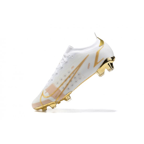 Nike Mercurial Vapor XIV Elite FG White Gold Low-top For Men Soccer Cleats 