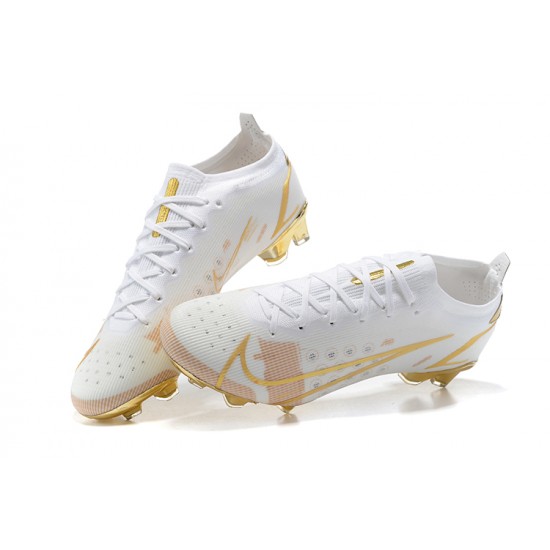 Nike Mercurial Vapor XIV Elite FG White Gold Low-top For Men Soccer Cleats 