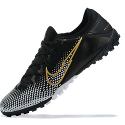 Nike Vapor 13 Pro TF Black Gold White Low-top For Men Soccer Cleats 