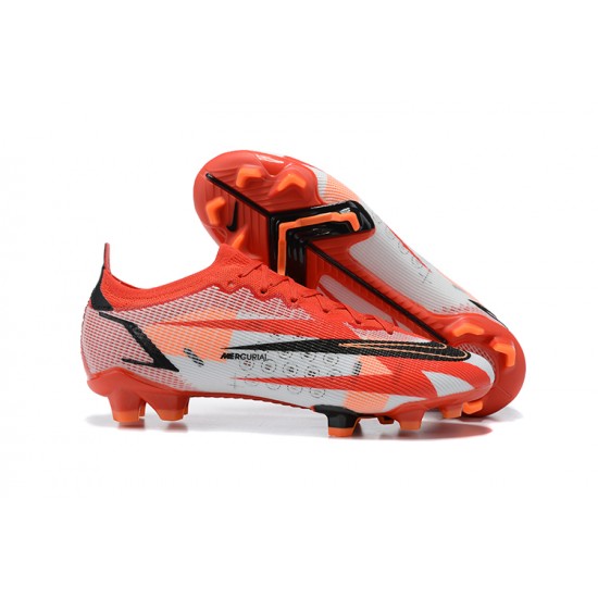 Nike Vapor 14 Elite CR7 FG Red Black White Low-top For Men Soccer Cleats 